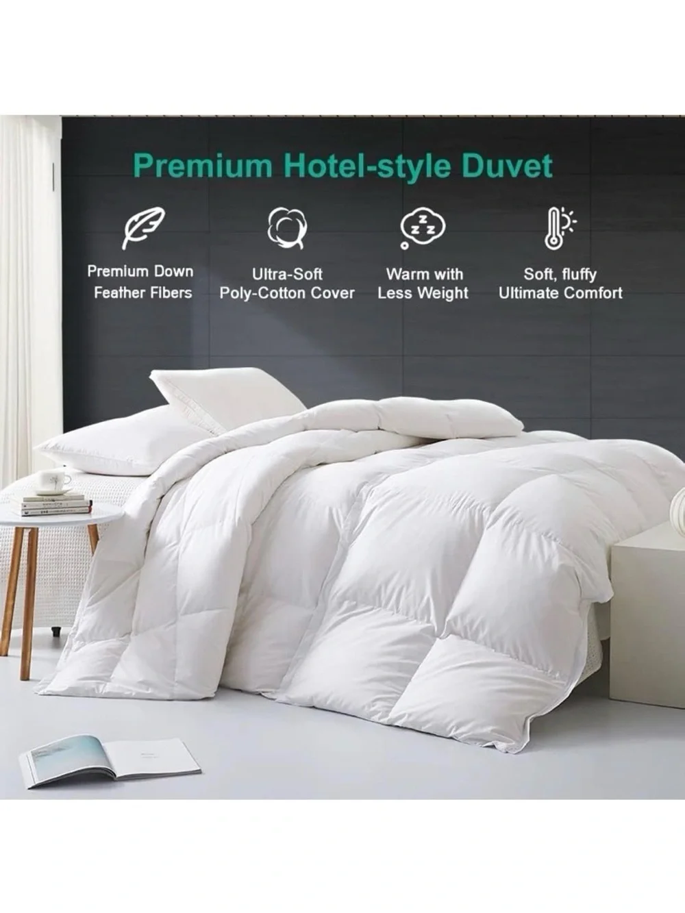 Lightweight All-Season Down Feather Fibers Comforter Queen/Full Duvet Insert